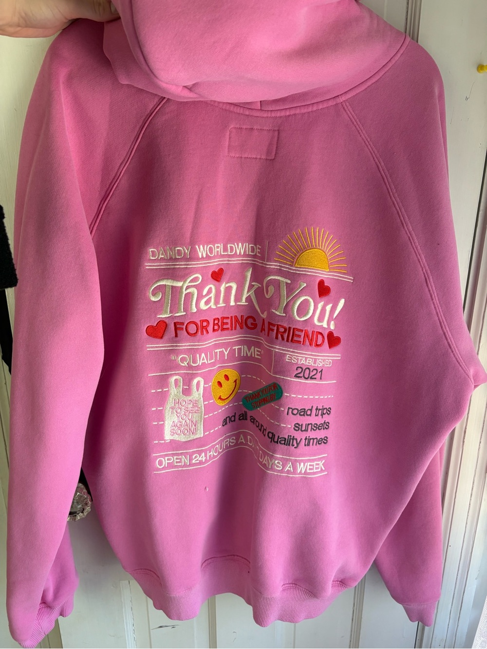 DANDY Worldwide Pink 'Thank You' Graphic Hoodie